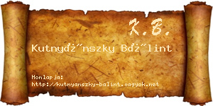 Kutnyánszky Bálint névjegykártya