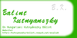 balint kutnyanszky business card